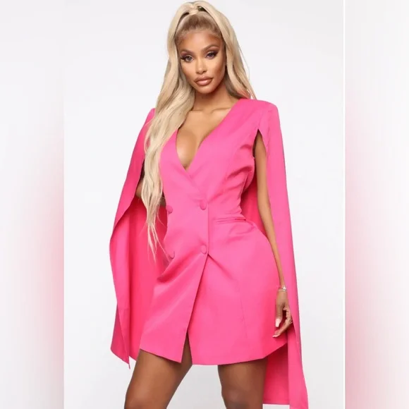 Fashion Nova Dresses Boss Down Cape Mini Dress Fuchsia Poshmark
